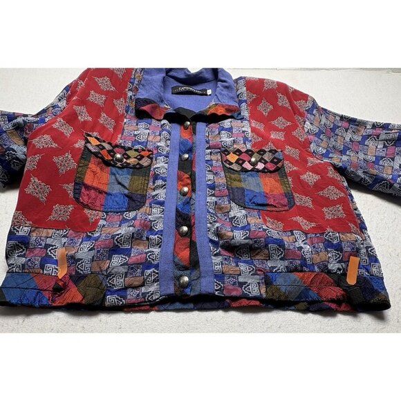 Vtg CANVASBACKS Women Jacket Size S Multicolor Silk Blend Long Sleeves hb-52 - Picture 11 of 13